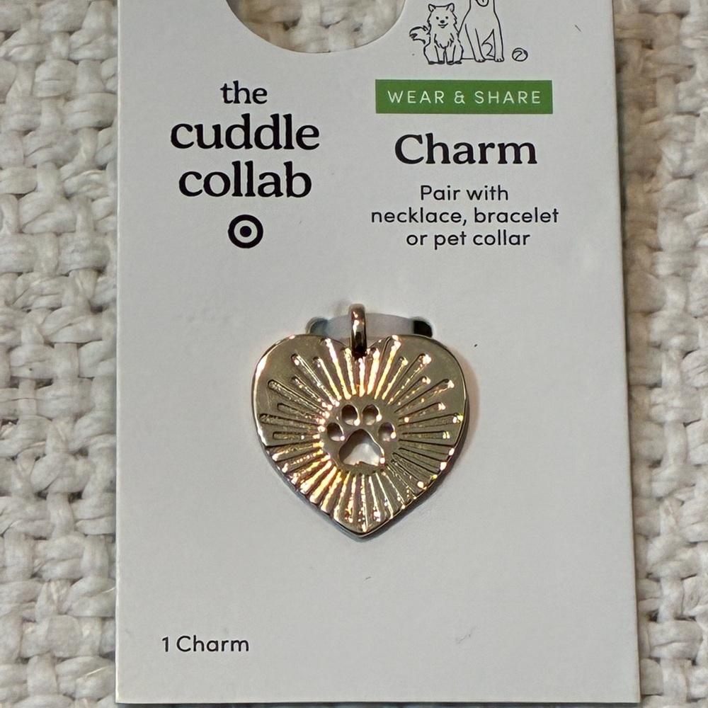 Heart Charm with Paw Print